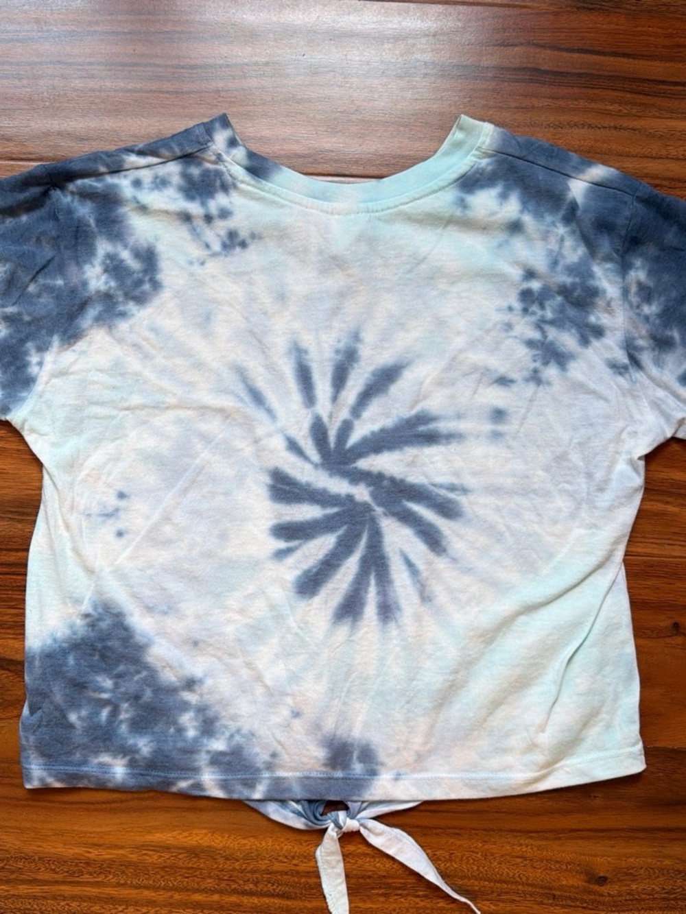 Tie-Dye Crop Top with Front Tie - Blue